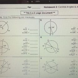 Central angles and arc measures worksheet