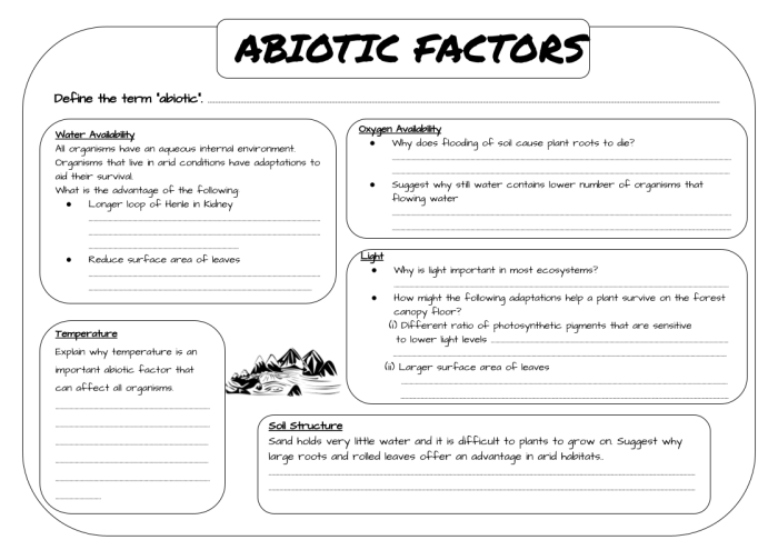 Abiotic factors vs biotic factors worksheet