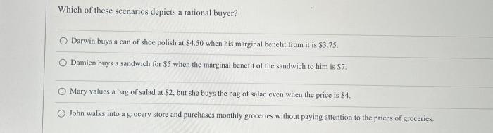 Which of these scenarios depicts a rational buyer