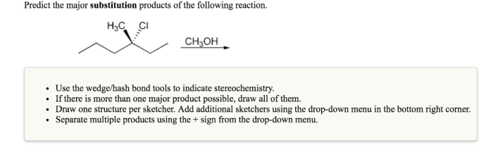 Predict the major substitution products of the following reaction